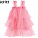 Baby Cute Mesh Tutu Suspender Skirt Girls Sleeveless Ruffle Tiered Princess Christening Birthday