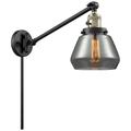 Fulton 8" Black Antique Brass Swing Arm w/ Plated Smoke Shade