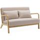 Banquette 2 places scandinave en bois et tissu beige. Lorens. l 124 x p 83 x h 77cm cm - Beige