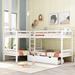 Twin Size L-Shaped Bunk Bed with Storage Drawers, Solid Wood Twin Size Loft Bed & Twin Over Twin Bunkbed with Safety Guardrail