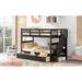 Twin-Over-Twin Bunk Bed with 3 Drawers, Soild Wood Stairway Bunk Bed with Guardrail for Bedroom, Dorm, Can Separated into 2 Beds