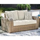 Signature Design by Ashley Sandy Bloom Brown/Beige Outdoor Loveseat with Cushion - 62"W x 35"D x 30"H