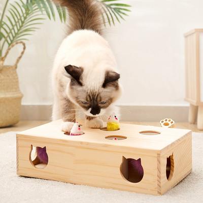 Solid Wood Cat Toys Interactive Whack-a-mole Catch Mice Game Toy