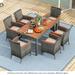 Costway 7PCS Patio Rattan Dining Set Acacia Wood Table Cushioned Chair - See Details