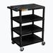 Bc45-B Four Flat-Shelf Structural Foam Plastic Cart - Black