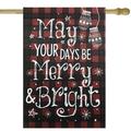 Northlight Red Buffalo Plaid Merry and Bright Christmas House Flag 28 x 40