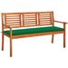 Walmeck 3-Seater Patio Bench with Cushion 59.1 Solid Eucalyptus Wood