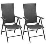 Walmeck Stackable Patio Chairs 2 pcs Poly Rattan Black