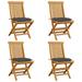 Walmeck Patio Chairs with Anthracite Cushions 4 pcs Solid Teak Wood