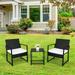 3 Piece Patio Set Bistro Table and Chairs Set Outdoor All Weather Wicker Furniture Sets with Coffee Table Conversation Chairs Set with Soft Cushions for Yard Balcony Pool D9268