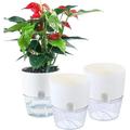 NOGIS Self Watering Pots for Indoor Plants Flower Pots Outdoor 3 Pack 6 Inch Self Watering Planter Plant Pots with Decorative Stones Flower Pot Plant Pots Indoor Flower Pots Indoor White