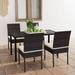 Walmeck 5 Piece Patio Dining Set Poly Rattan Black