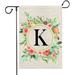 Newhomestyle Personalized Wreath Letter K Summer Welcome Garden Flags 12x18 Double Sided Burlap Initial Family Last Name Small Yard Flag