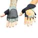 Perrini Black Gray Fingerless Sport Gloves with Wrist Strap All Sizes S-XL 9437