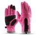 Men Women Leather Gloves Touch Screen Cycling Gloves Winter Warm Gloves Sports Gloves Pink S