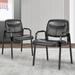 Smugdesk.com 22.24" W Stackable Leather Seat Waiting Room Chair w/ Metal Frame Leather/Metal in Black | 32.68 H x 22.24 W x 24.02 D in | Wayfair