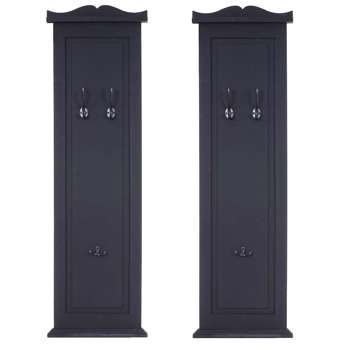 Mendler 2er-Set Garderobe T33, Wandgarderobe Garderobenpaneel, Wandhaken Holz 109x28x4cm ~ dunkelgrau lackiert Image