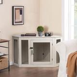 Archie & Oscar™ Bromborough Corner Dog Crate Furniture, Wooden Dog Kennel End Table w/ Mesh | 26.4 H x 44 W x 23.6 D in | Wayfair