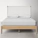 AllModern Tamita Solid Wood & Low Profile Panel Bed Wood & /Upholstered/Genuine Leather in White/Brown | 50.7 H x 63.2 W x 83.8 D in | Wayfair