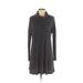 BP. Casual Dress - A-Line Cowl Neck Long sleeves: Gray Print Dresses - Women's Size Small