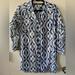 Athleta Swim | Athleta Ikat Button Down Kaftan Tunic Swim Cover Up Shirt Size Xs | Color: Blue/White | Size: Xs