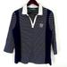 Ralph Lauren Tops | Lauren Active Ralph Lauren Navy Blue Striped 3/4 Sleeve Blouse With Crest Large | Color: Blue/White | Size: L
