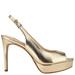 Nine West Shoes | Nine West Just Smile Slingback Peep Toe Heels In Gold Size 8.5 | Color: Gold | Size: 8.5