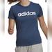 Adidas Tops | Adidas Women's T-Shirt T-Shirt Crew Navy Mel/ White Size Small | Color: Blue | Size: S