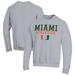 Men's Champion Gray Miami Hurricanes Athletics Logo Stack Pullover Sweatshirt