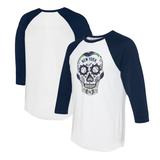Unisex Tiny Turnip White/Navy New York Yankees Sugar Skull 3/4-Sleeve Raglan T-Shirt