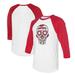 Unisex Tiny Turnip White/Red Cincinnati Reds Sugar Skull 3/4-Sleeve Raglan T-Shirt