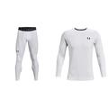 Under Armour Herren Ua Hg Armour Leggings Lange Sportleggings; White/Black, M & Herren Ua Hg Armour Fitted lang rmliges Funktionsshirt schnelltrocknendes Langarmshirt, White Black, L EU