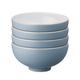 Denby - Impression Blue Rice Bowls Set of 4 - Dishwasher Microwave Safe Crockery - Ceramic Stoneware Tableware