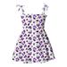 Summer Dress Girls Sleeveless Mini Dress Floral Print Purple 120