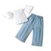 ZHAGHMIN Girls Shorts Size 10-12 Toddler Girls Off Shoulder Ruffles T Shirt Tops Denim Pants Trousers Outfits Girls Cropped Pants Baby Bath Toddler Skirt Set Girls Outfits Size 6 Its A Small World B