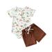 ZHAGHMIN Toddler Baby Girl Summer Clothing Set Baby Unisex Dinosaur Design Print Fiber Short Sleeve Shorts Button Set Outfits Clothing Big Clothes Set 6 Girls 2T Clothes Girls Outfits Size 8 Baby Bl