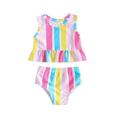 Qtinghua Toddler Baby Girls Swimsuit Swimsuit Two Piece Stripes Tank Tops Shorts Bathing Suit Bikini Set Pink 3-4 Years