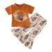 ZHAGHMIN Cute Shirts for Girls Toddler Girls Short Sleeve Cartoon Cow Printed T Shirt Pullover Tops Bell Bottoms Pants Kids Outfits Girls Top And Pants Set Baby Clothes Girl Girl Clothes Size 10-12