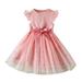 Kids Toddler Children Baby Girls Dresses Bowknot Ruffle Short Sleeve Tulle Birthday Dresses Patchwork Party Dress Princess Dress Outfits Clothes