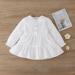 SDJMa Toddler Girl Fall Dress Ruffles Long Sleeve Vintage Kids Solid Dresses Tops Winter Outfits Casual Clothes