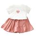 ZHAGHMIN Cute Crop Tops for Girls 10-12 Kids Toddler Baby Girls Short Sleeve Embroidery Tops Solid Skirt Outfits Set Girl Set Baby Clothes for Christmas Juniors Outfits for Teen Girls Baby Girl Clot