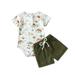 ZHAGHMIN Toddler Summer Short Outfits Baby Unisex Dinosaur Design Print Fiber Short Sleeve Shorts Button Set Outfits Clothing Big Clothes Set 6 Girls 2T Clothes Girls Outfits Size 8 Baby Blanket Out