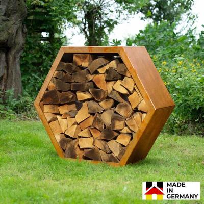 HOME DELUXE - Holzlege aus Stahl ANTARES - Edelrost Optik - Made in Germany Menge 1 Holzlege Image
