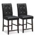 Set of 2 Bar Stools with Rubber Wood Legs and Button-Tufted Back - 23" x 18.5" x 42"(L x W x H)