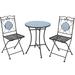 3 Pieces Patio Bistro Set Outdoor Furniture Mosaic Table Chairs - 24" x 24" x 28"