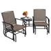 Double Swing Glider Chair Rocker Glass Table Umbrella Hole