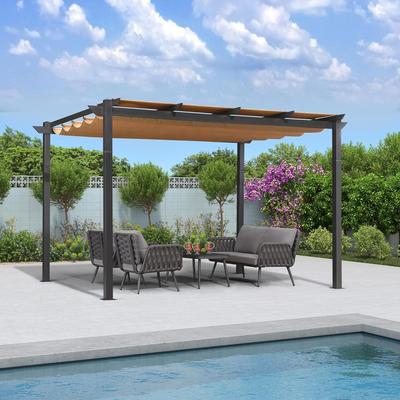 PURPLE LEAF Gazebo Outdoor Retractable Aluminium Grape Trellis Pergola with Extra Top Roof for Patio