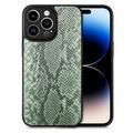 Snake Skin Case Compatible with Apple iPhone 14 Pro Snake Skin Print Phone Case PU Leather Cover Case Crocodile Texture Soft Back Phone Cover for iPhone 14 Pro 6.1 inch Green