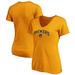 Women's Fanatics Branded Gold Milwaukee Brewers Team Logo Lockup V-Neck T-Shirt