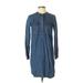 J.Crew Factory Store Casual Dress - Shift Crew Neck 3/4 sleeves: Blue Print Dresses - Women's Size X-Small